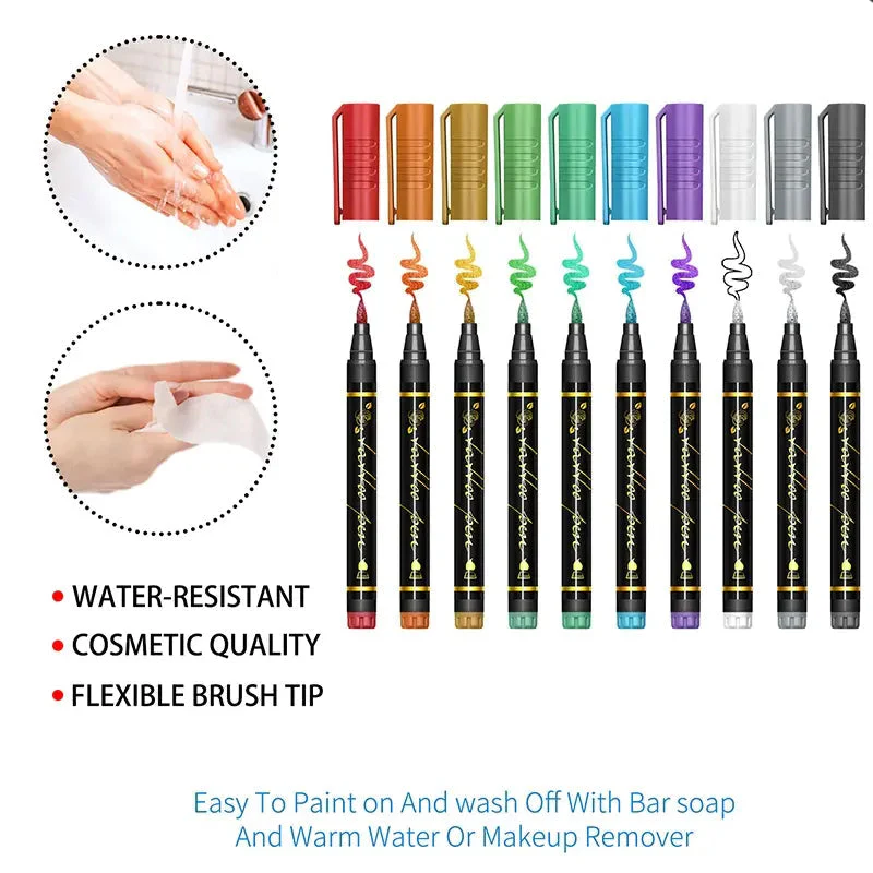 ⏰LIMITED SALE 70% OFF - BUY 2 GET 1 FREE!!🎨✨️10-Color Temporary Tattoo Markers Set - Image 2
