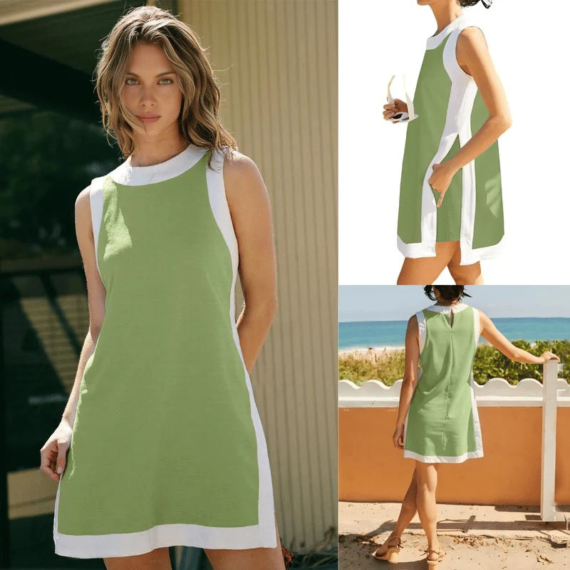 ⏰Hot Sale 50% OFF🔥Women's Casual Color Block Sleeveless Tops Matching Shorts with Pockets - Image 5