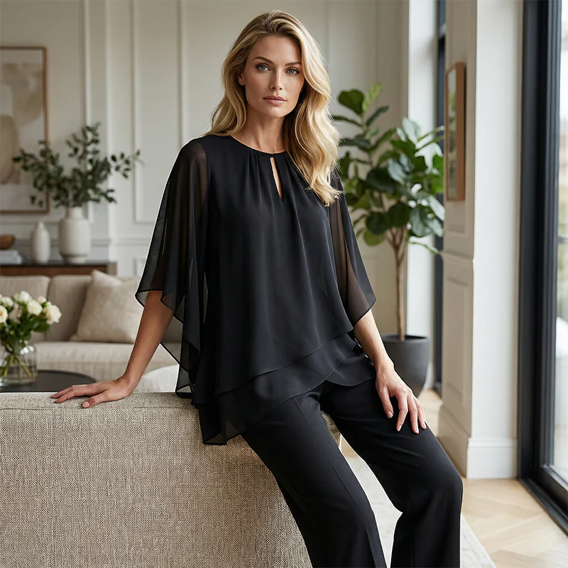 ⏳Limited-time 50% off⏰Elegant Asymmetrical Two-Piece Pant Set👚👖 - Image 2