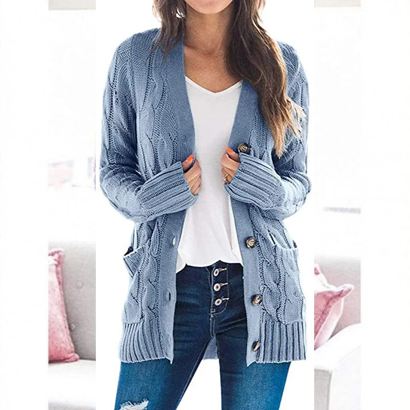 💐Autumn Big Sale-50% Off💕Women's Fall Casual Long Sleeve Button Down Open Front Cable Knit Cardigan - Image 12