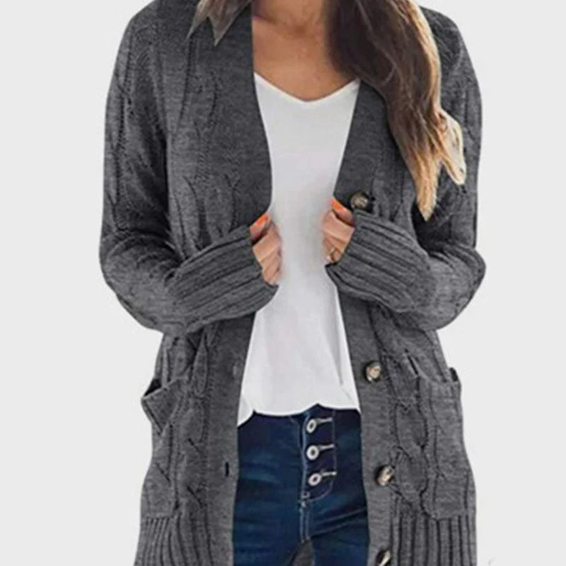 💐Autumn Big Sale-50% Off💕Women's Fall Casual Long Sleeve Button Down Open Front Cable Knit Cardigan - Image 15