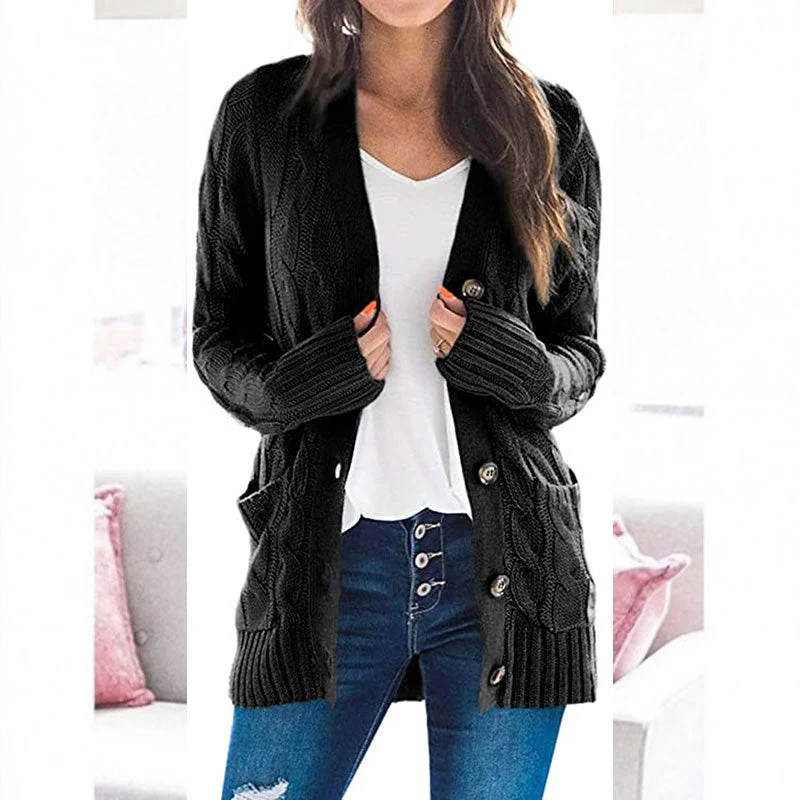 💐Autumn Big Sale-50% Off💕Women's Fall Casual Long Sleeve Button Down Open Front Cable Knit Cardigan - Image 8