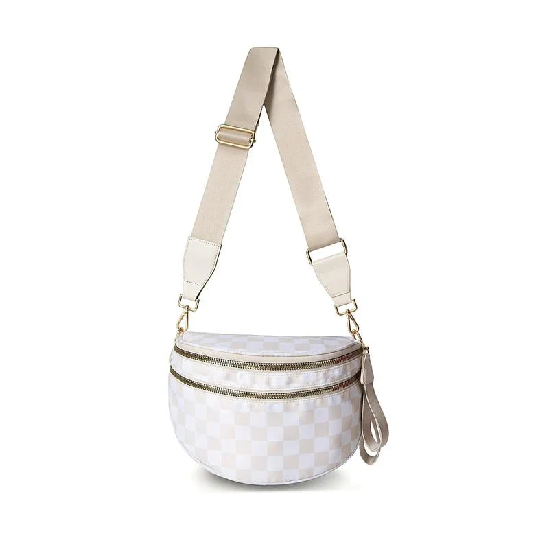 🎁Last Day 49% Off-Black and White Checkered Nylon Bum Bag Plus Size Friendly Fanny Pack - Image 14
