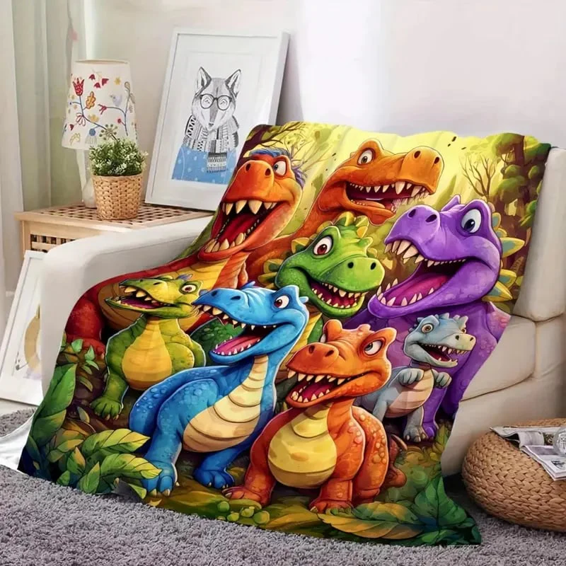🎅Christmas Sale - ONLY £7.99 !!🎉🎄Soft Throw Blanket Cute Smiling Dinosaurs HD Digital Print Flannel🦕🔥 - Image 5