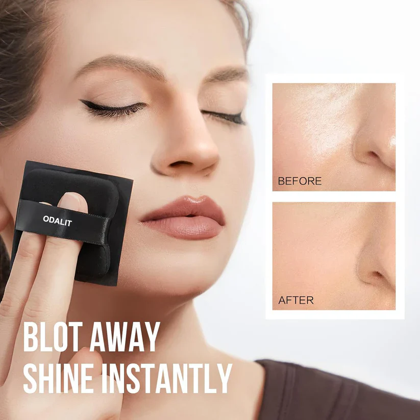 ⏰LAST DAY SALE 50% OFF!!💝Black Magnet Oil Blotting Setting Sheet With Powder More Control Oil Keep Fresh 2 IN 1 Blotting Sheet - Image 4