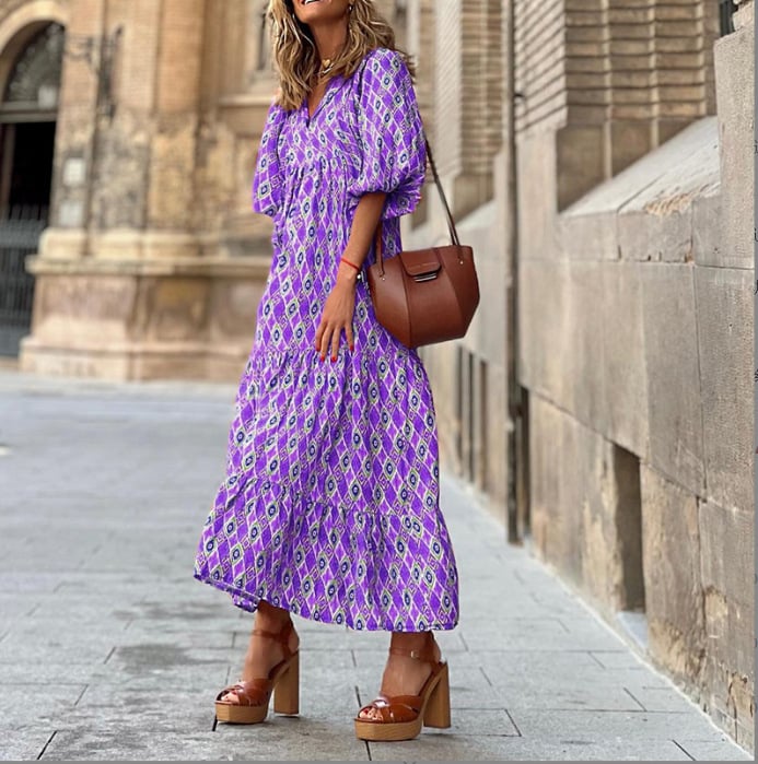 💖LAST DAY SALE 50% OFF💖Women's Elegant Puff Sleeve Floral Boho Maxi Dress👗 - Image 12