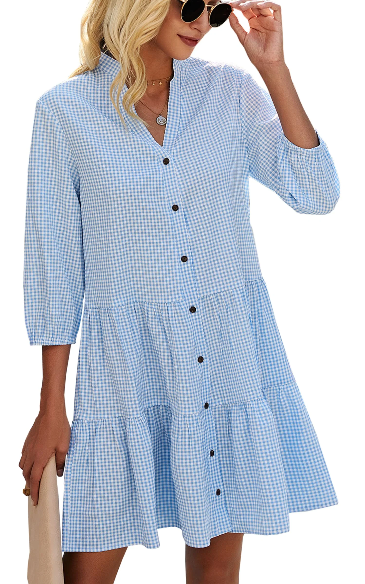 🍂Autumn Sales 49% OFF🔥Women's Button Down 3/4 Sleeve Shirt Dress - Image 11