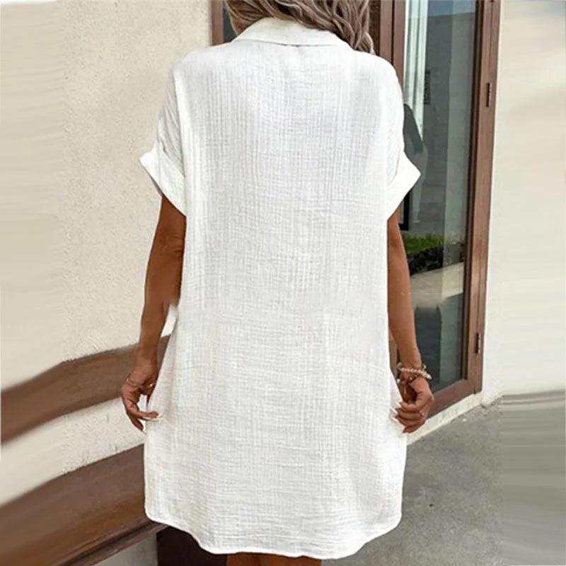 💎50% OFF! 💎 Women's Buttoned Short Sleeve Pocket Shirt Dress – Cotton Blend, Relaxed Fit & Everyday Versatility (M–2XL) 👗🌿 - Image 9