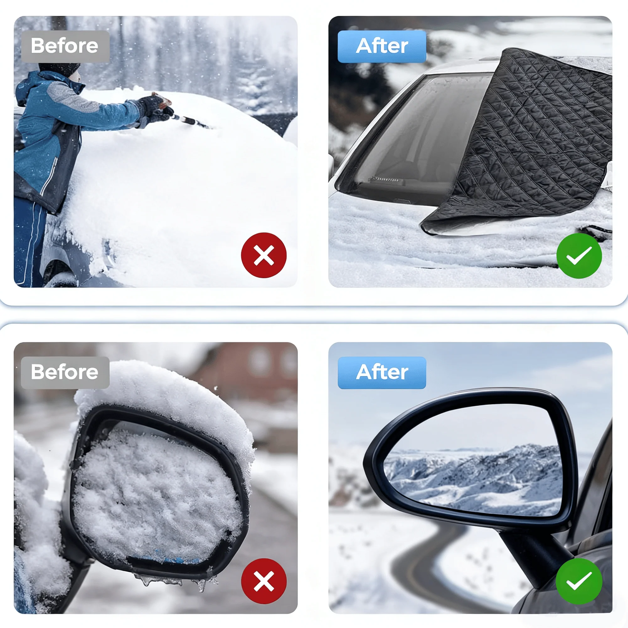 ⏳LAST DAY SALE 49% OFF🚗❄️4-Layer Magnetic Windshield Car Snow Cover - Image 3