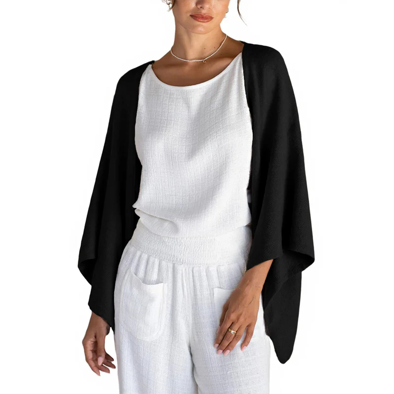 🔥Special Price £14.95!!💝Women's Linen Cardigan 3/4 Sleeve Open Front Loose Cover Ups Lightweight Shrug 2 - Image 7