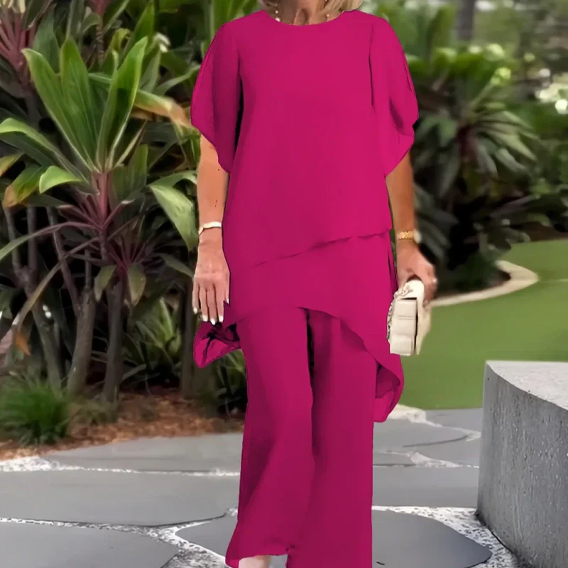 🔥2025 HOT SALE 50% OFF🔥Charming Irregular Top & Wide Leg Pants Set - Image 3