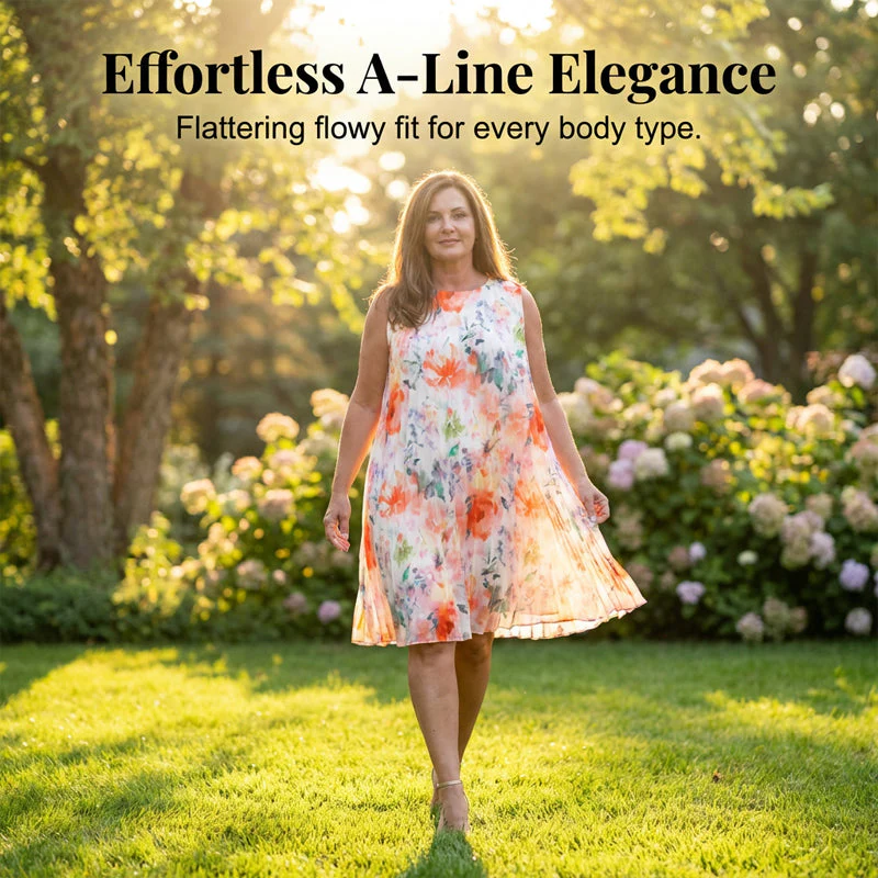 đMotherâs Day Sale: 50% OFF!đWomenâs Sleeveless Floral Print Pleated Dress - Image 8