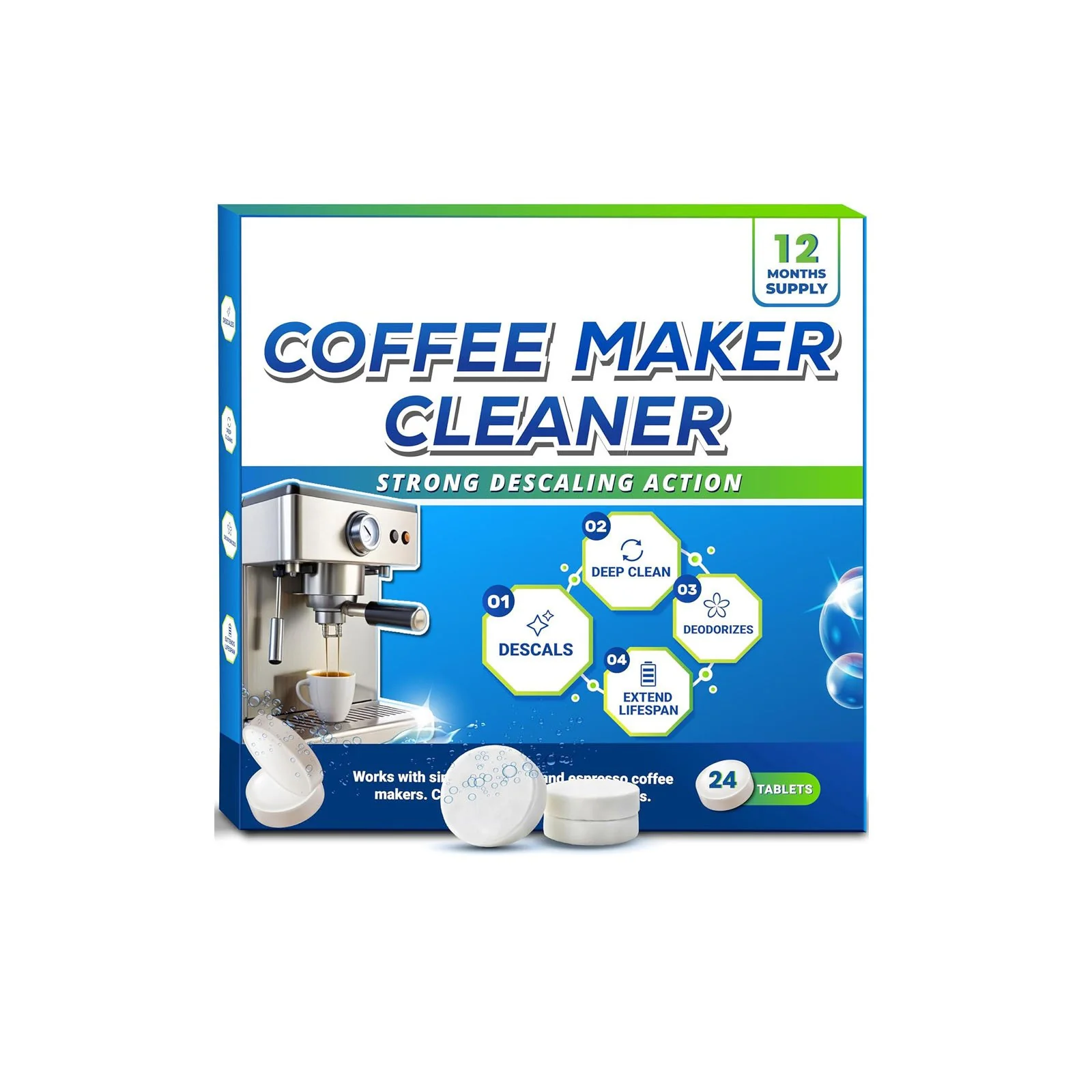 ⏰Last Day Surprise Price: £6.99!!🔥Multifunctional Coffee Machine Cleaner Descaler Tablets - Image 9