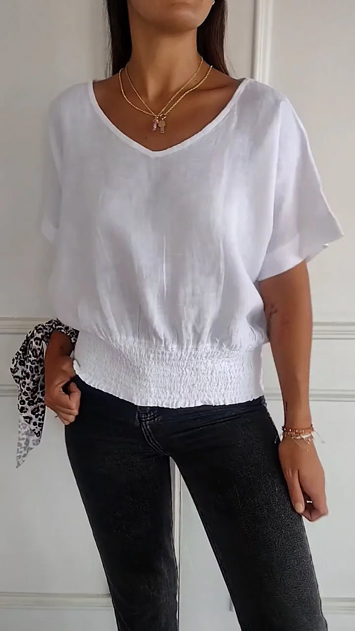 🔥BUY 3 PAY FOR 2 (Each only£7.99!!)🔥Simple Solid Color V-Neck Half-Sleeve T-Shirt💛 - Image 21