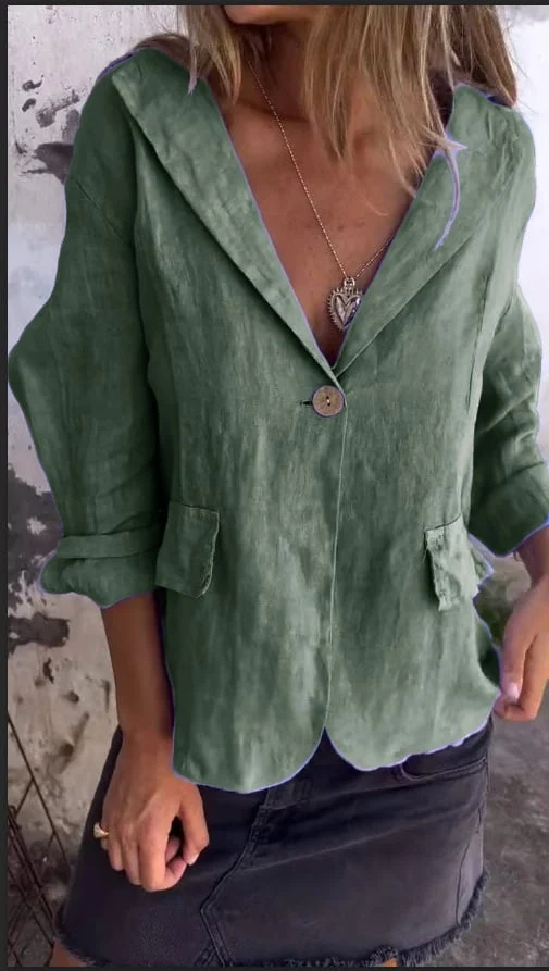 💋HOT SALE 49% OFF💋Cotton and Linen Casual Lapel Single-button Thin Coat - Image 6