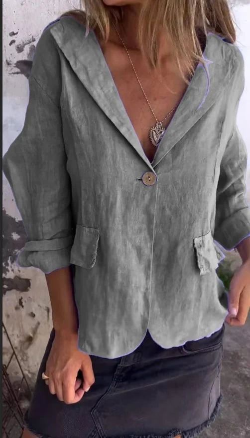💋HOT SALE 49% OFF💋Cotton and Linen Casual Lapel Single-button Thin Coat - Image 7