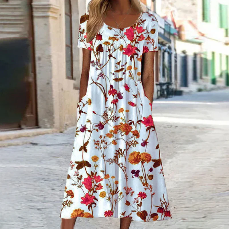 💕LAST DAY SALE 50% OFF💕Women’s Cotton Linen Floral Long Dress - Image 4