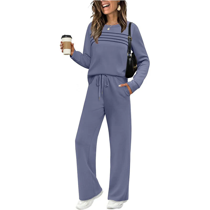 🔥LAST DAY 60% OFF✨Women's Crew Neck Top & Drawstring Pants Set - Image 2