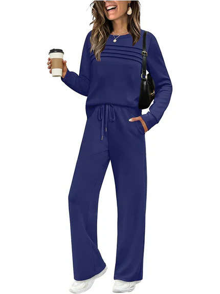 🔥LAST DAY 50% OFF💓Women's Crew Neck Top & Drawstring Pants Set - Image 16