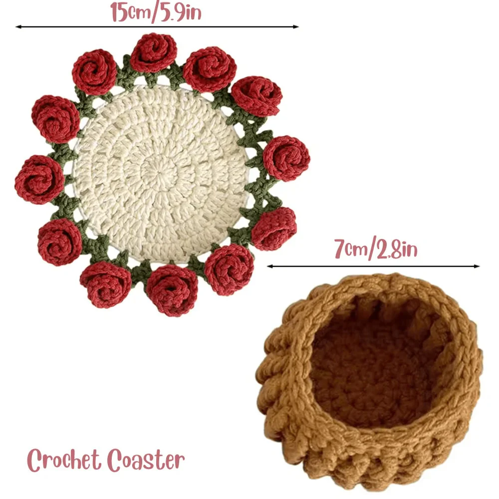 🌹Handmade Crochet Flower Coaster - Image 7