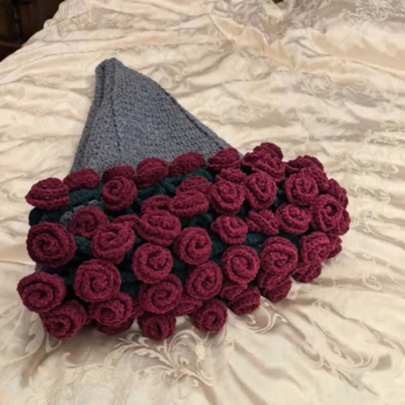 Crochet Rose Bouquet Knitted Blanket - Image 8