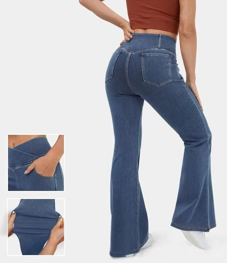 🔥HOT SALE-49% OFF🔥Stretchy Denim High Waisted Crossover Flare Pants👖 - Image 2