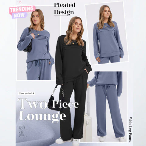 đĽLAST DAY 50% OFFâ¨Women's Crew Neck Top & Drawstring Pants Set - Image 13