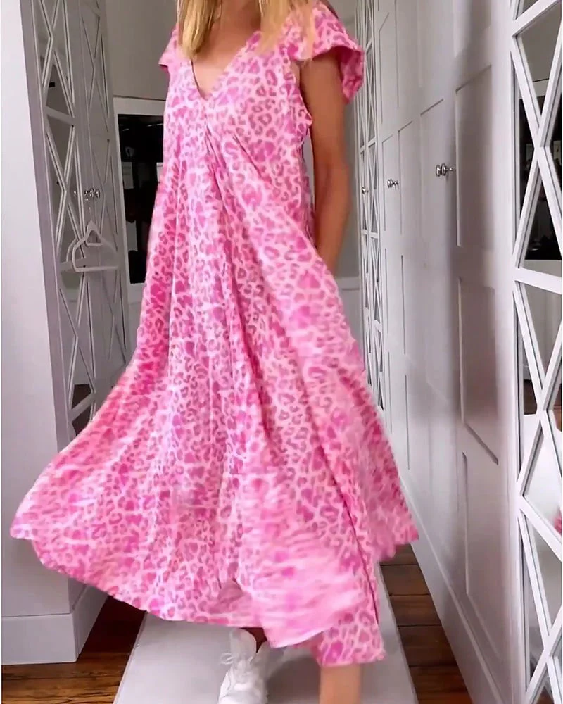 ⭐Summer Biggest Sale⭐ Long V-neck dress with short sleeves - Image 2