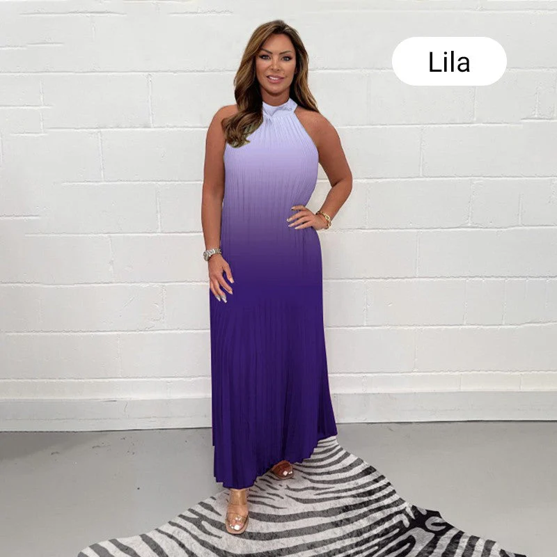 🔥Last Day Special Price £15.99!!💥-💃 Gradient Pleated Halter Neck Dress - Image 11