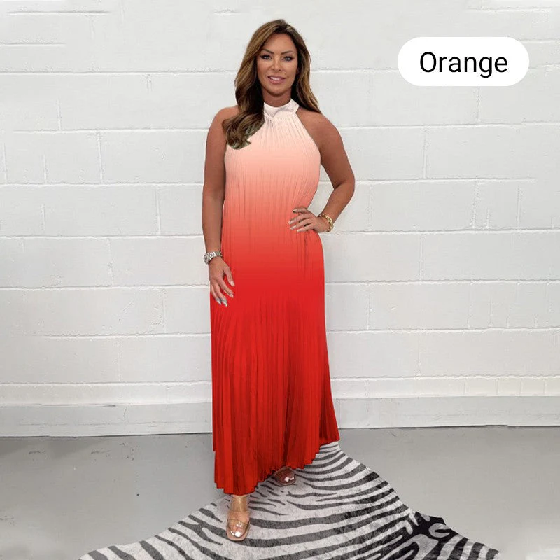 🔥Last Day Special Price £15.99!!💥-💃 Gradient Pleated Halter Neck Dress - Image 19