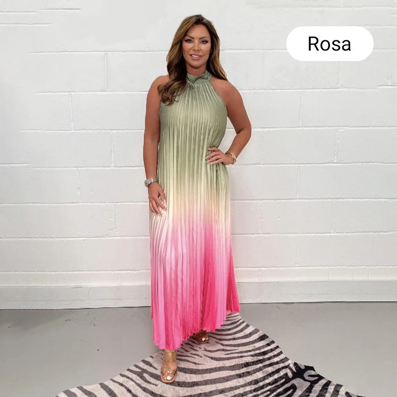 🔥Last Day Special Price £15.99!!💥-💃 Gradient Pleated Halter Neck Dress - Image 23
