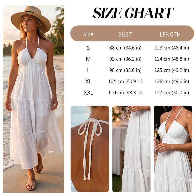 💃New Arrival Special Price:£15.99!!✨Halter Neck Backless Tiered Maxi Dress - Image 7