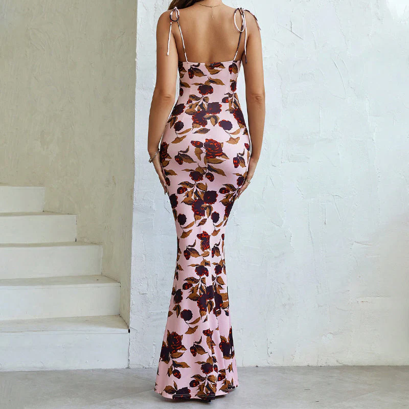 Fishtail Hem Floral Print Prom Dresses - Image 6
