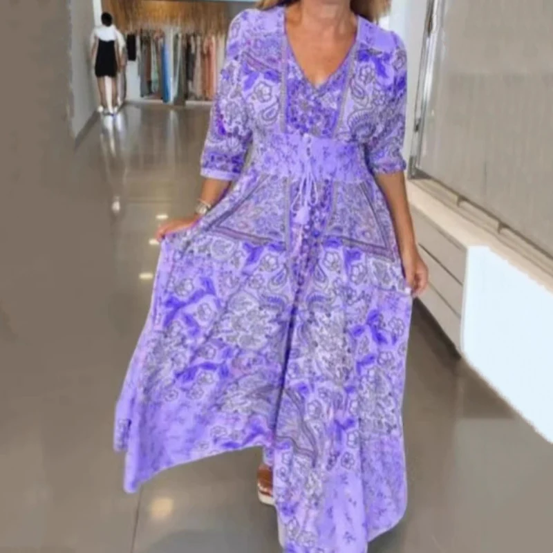 💕SPRING HOT SALE 50% OFF💕Women’s Elegant Floral Drawstring Long Dress - Image 8