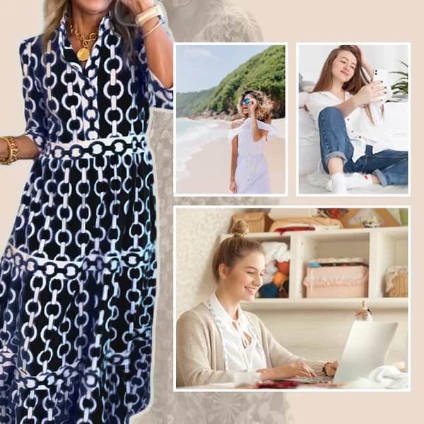 🎉Spring Specials Sale 50% OFF🌸💐Women’s Geometric Print V-Neck Maxi Dress - Image 12