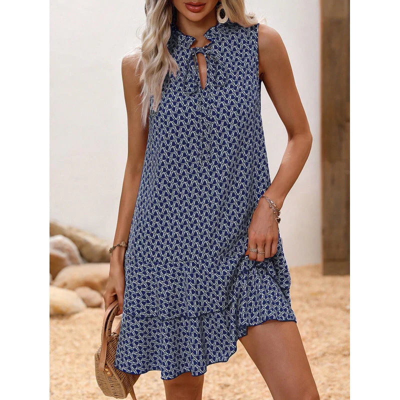 🎉Last Day Promotion 50% OFF💃Women's Geometric Print Bow Dress - Image 3