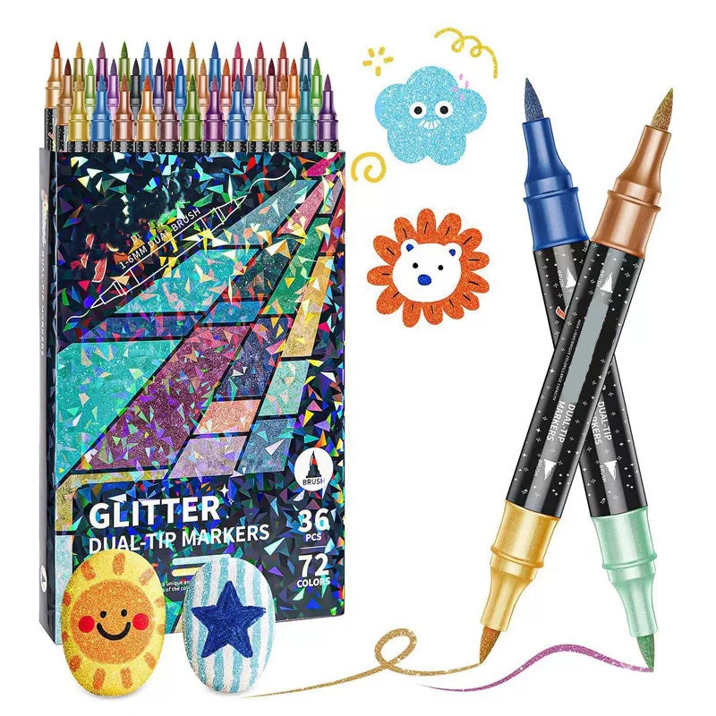 🎨Glitter Effect Brush Markers🥇✨: Create Sparkling Art Smoothly 🥳(🌈24-96 Colors | Smooth No Clog | No Bleed Through📝) - Image 11