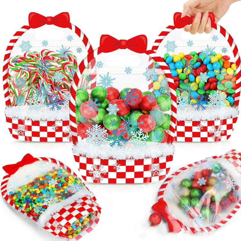 Easter Goodie Bags Plastic Candy Gift Bags with Handle Bunny Chick Pattern Transparent Treat Bags - Image 9
