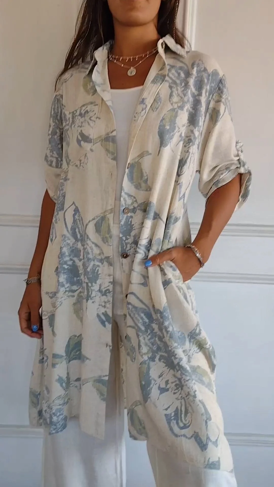 ✨New products on offer ✨Simple Printed Cotton and Linen Dress - Image 2