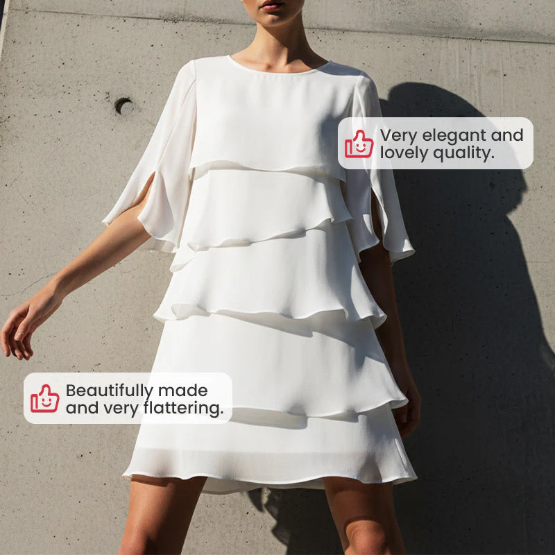 💥Last Day Special Price: £13.99!!💥Women's Elegant Layered Ruffle Sleeve Dress - Image 4