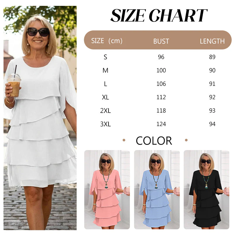 💥Last Day Special Price: £13.99!!💥Women's Elegant Layered Ruffle Sleeve Dress - Image 9