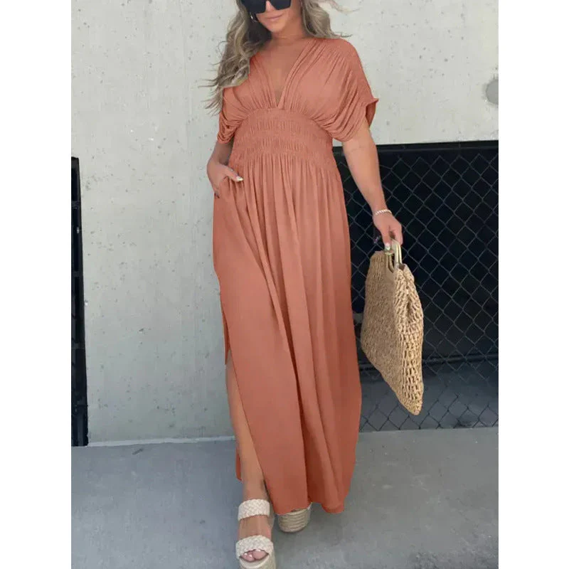 💗NEW IN SALE 50% OFF💗SLIT V-NECK EFFORTLESS MAXI LONG DRESS - Image 15