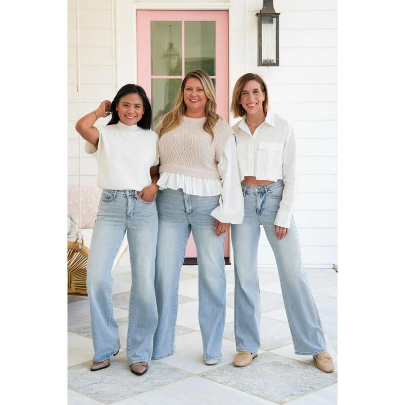 ⏳LAST DAY SALE 50% OFF!!✨Women's Minimalist High Waist Denim Stretch Wide Leg Jeans