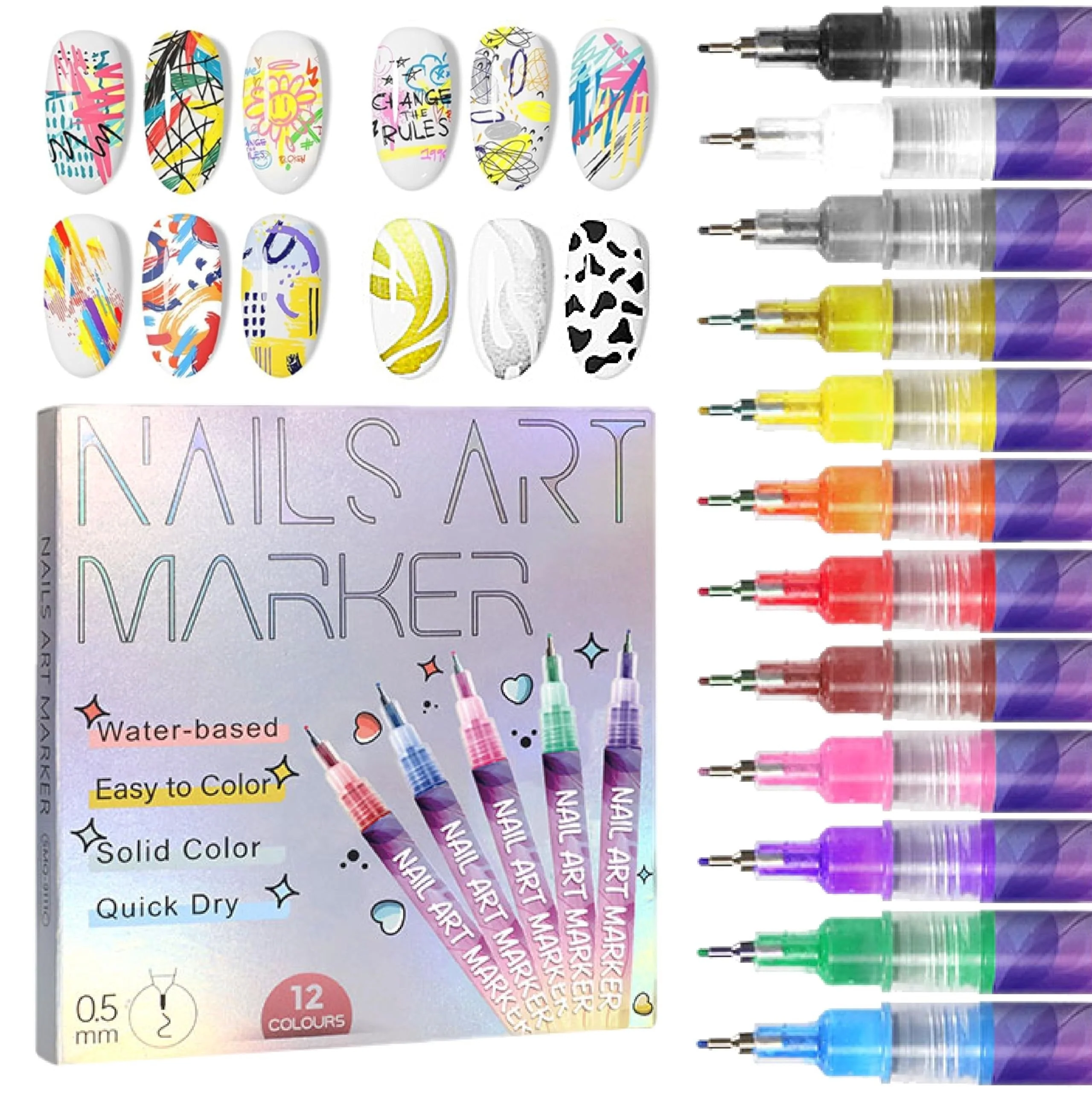 🎅CHRISTMAS SPECIAL PRICE: £9.99!!⏳12 Colors Nail Art Pens Set🎨💅3
