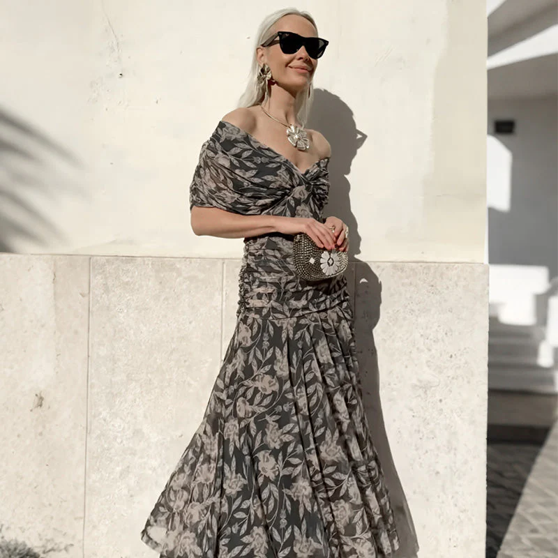 ⏳Time-limited Special⏰ Women's Off-the-Shoulder V-Neck Printed Dress - Image 2