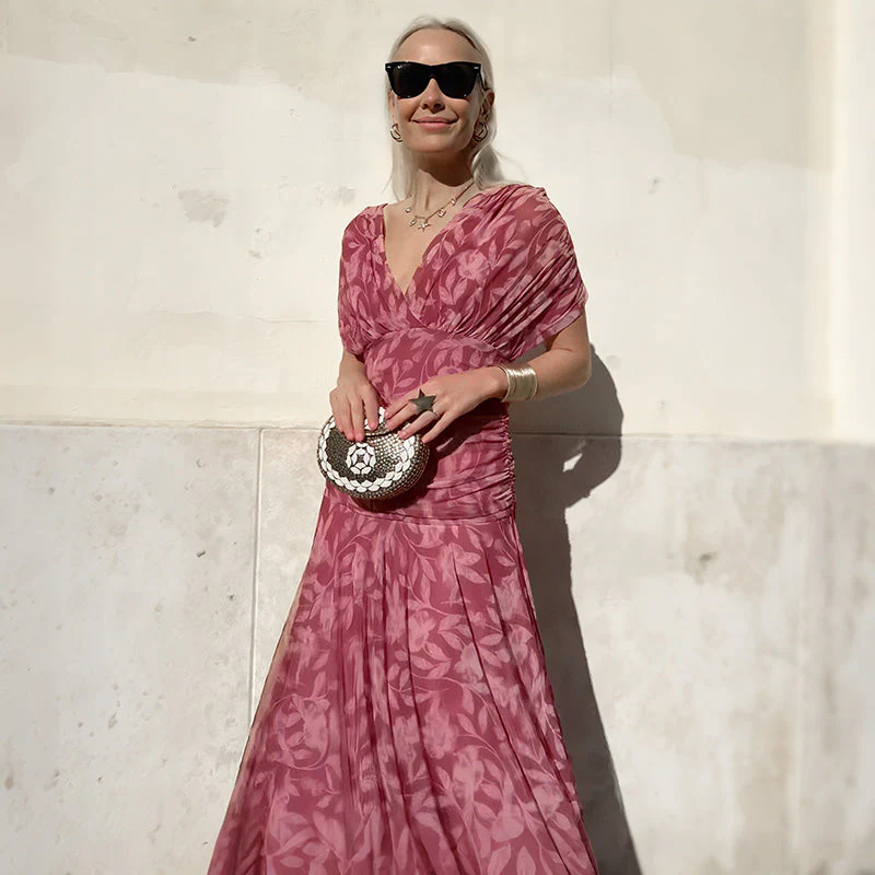 ⏳Time-limited Special⏰ Women's Off-the-Shoulder V-Neck Printed Dress - Image 5