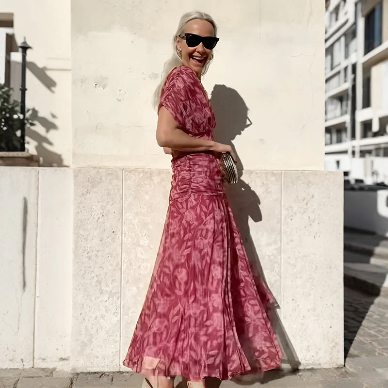 ⏳Time-limited Special⏰ Women's Off-the-Shoulder V-Neck Printed Dress - Image 6