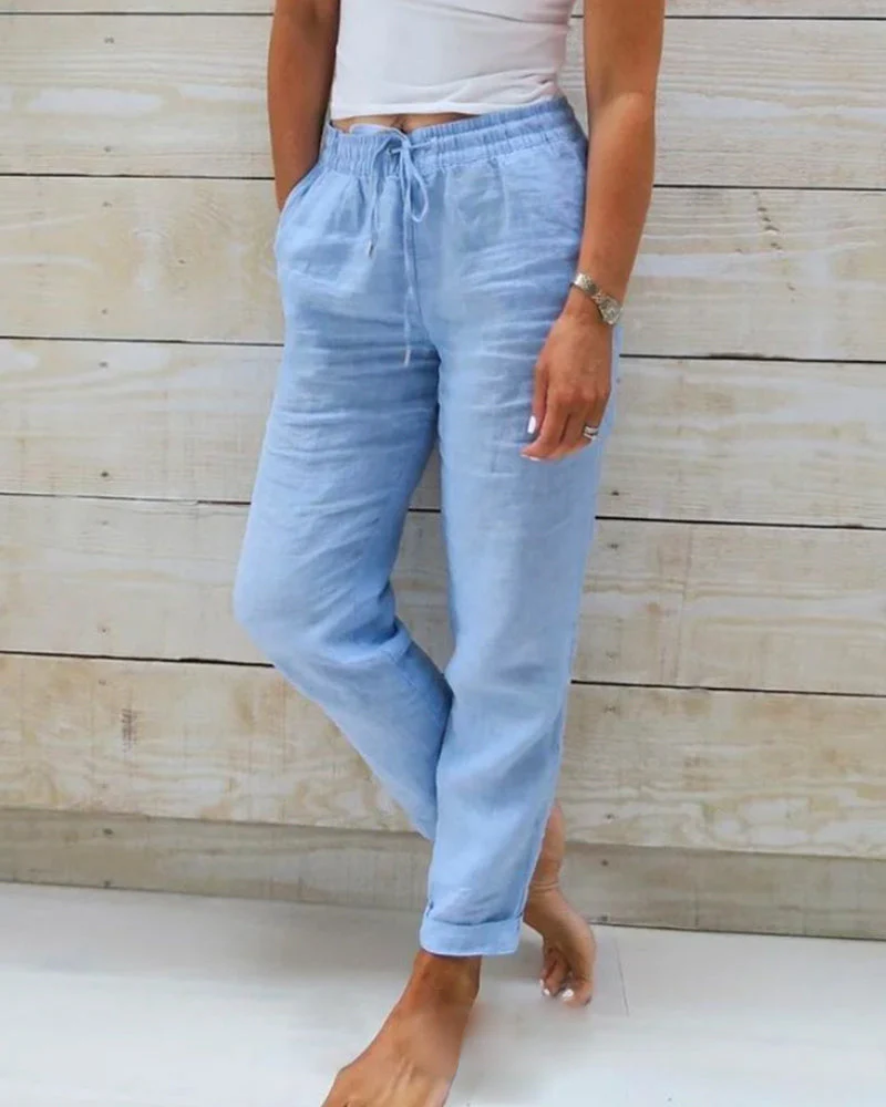🌸LAST DAY SPECIAL PRICE: £11.99!!🌸Women's Elastic Waist Cotton Linen Casual Pants - Image 2