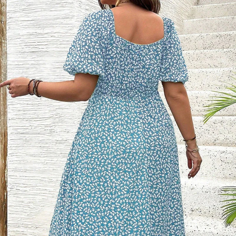 💖LAST DAY SALE 49% OFF💐Short Sleeve Split Floral Print Dress - Image 7