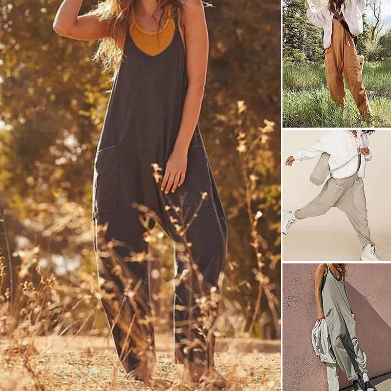 🔥Hot Sale- 49% OFF🔥Solid V-Neck Sling Pocket Jumpsuit - Image 3